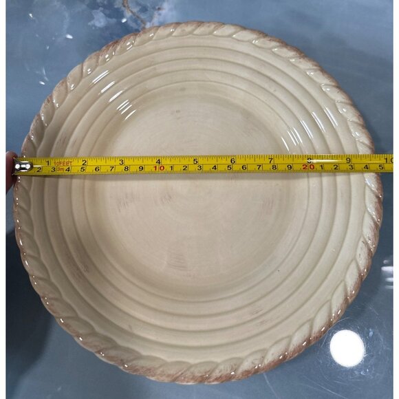 Artimino Tuscan Countryside CREAM Plates Embossed rope and Ring About Ten Inches - Picture 8 of 8